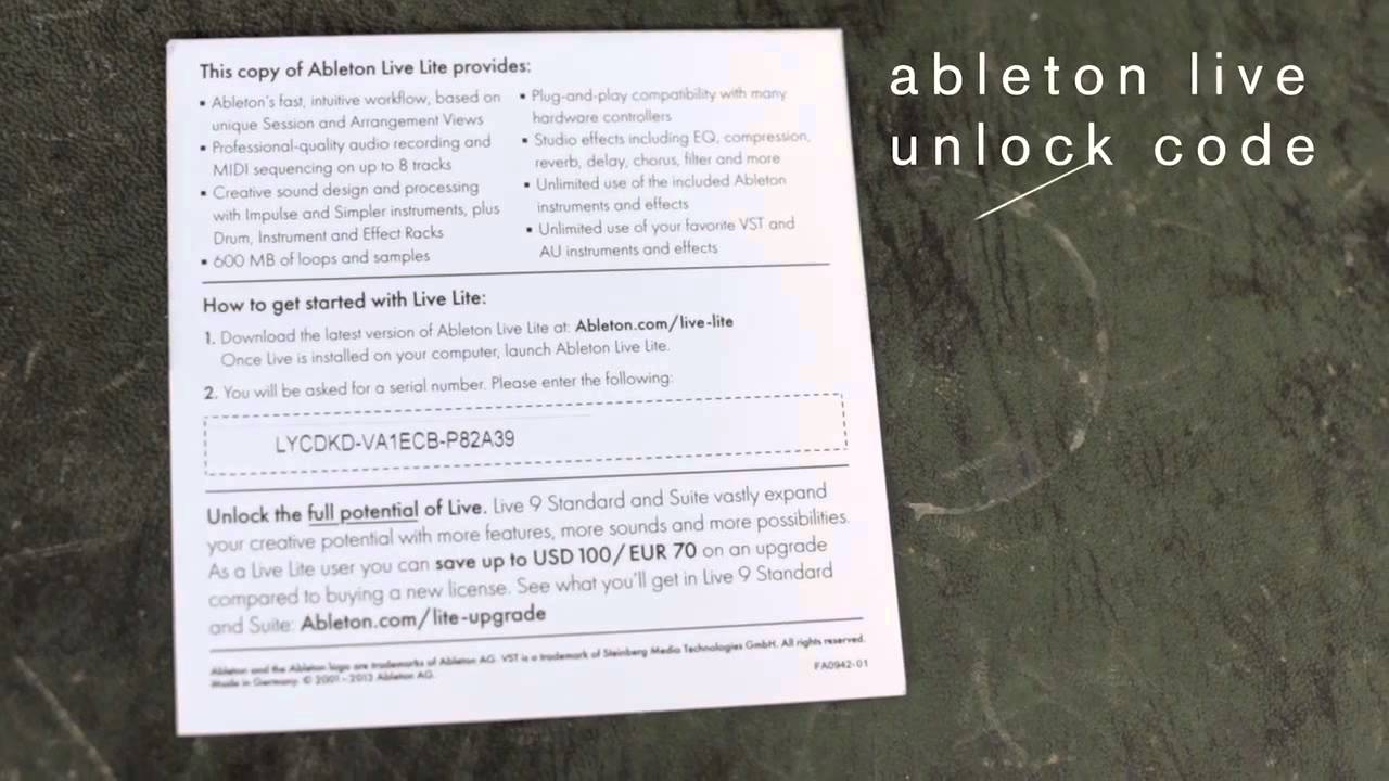 Ableton 9 Lite Serial Number